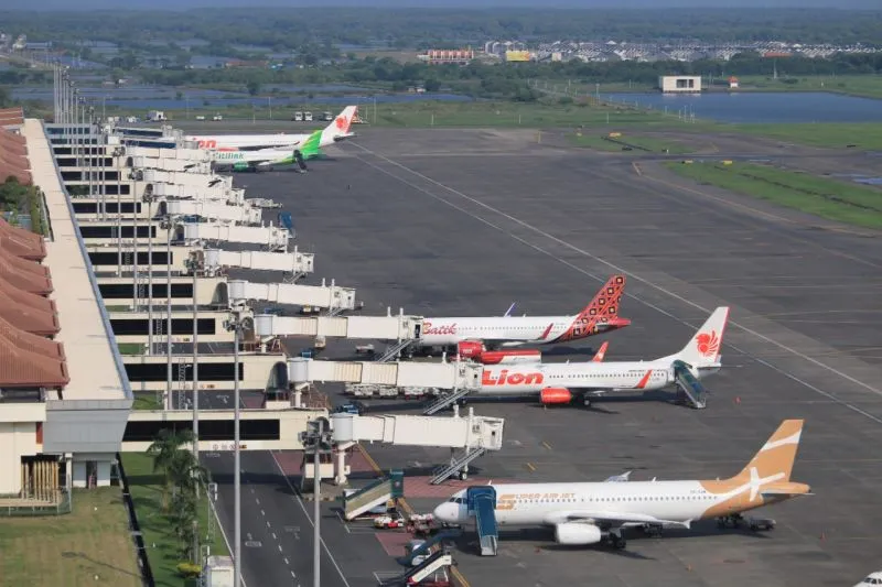 Pesawat parkir di Bandara Internasional Juanda Surabaya (Foto: Antara)