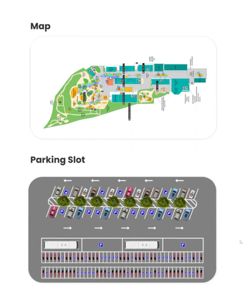 Salah satu fitur unggulan dalam Urbaneur dimana terdapat informasi kepadatan pengunjung dan lahan parkir dalam peta secara real-time (Foto: Humas ITS)