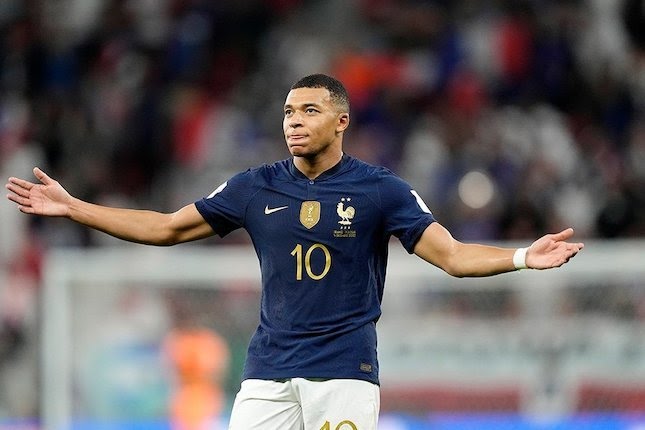 Penyerang Prancis di Piala Dunia 2022, Kylian Mbappe (Foto:  AP Photo/Martin Meissner)