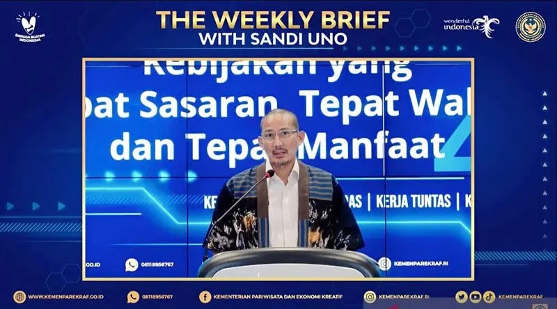 Tangkapan layar - Menteri Pariwisata dan Ekonomi Kreatif Sandiaga Uno dalam The Weekly Brief with Sandi Uno, Jakarta, Senin (12/12/2022). ANTARA/M. Baqir Idrus Alatas/pri.