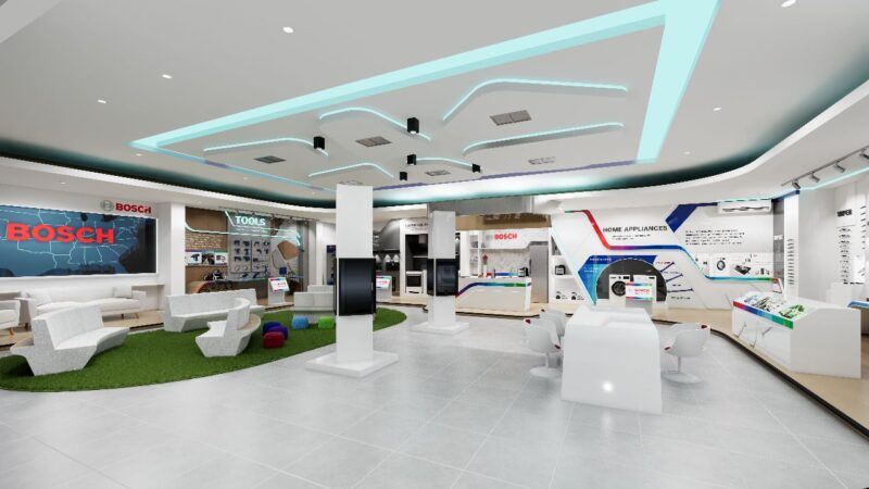 Desain interior bertema fuminate yang dirancang tim Great Future untuk flagship store Bosch di Surabaya (Foto: Humas ITS)