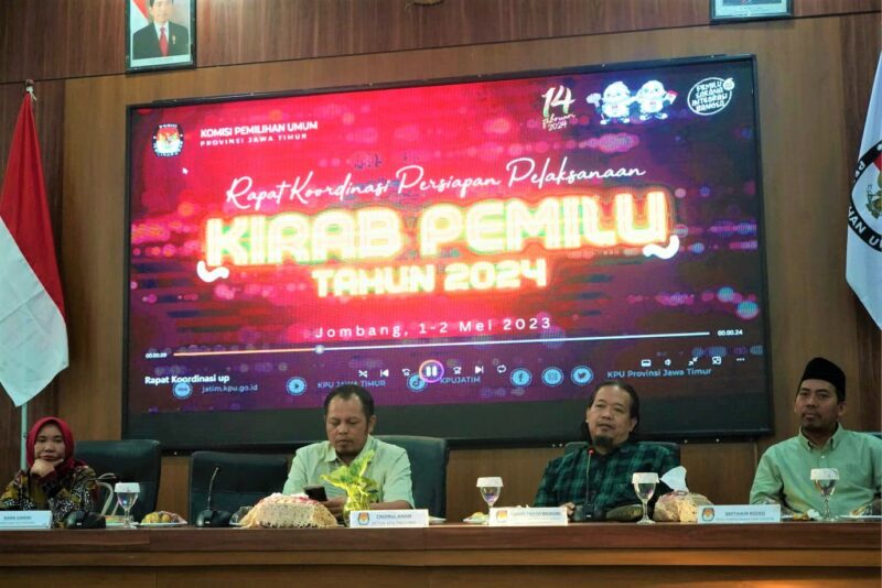 Rakor Persiapan Pelaksanaan Kirab Pemilu Tahun 2024 (Foto: KPU Jatim)